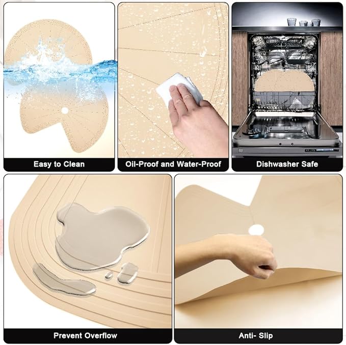 2 PCS 28" Lazy Susan Shelf Liner, Jaxbo Silicone Lazy Susan Liner for Dual Tier Pie Cut Organizer,Non-Slip Thermal Protection Mat