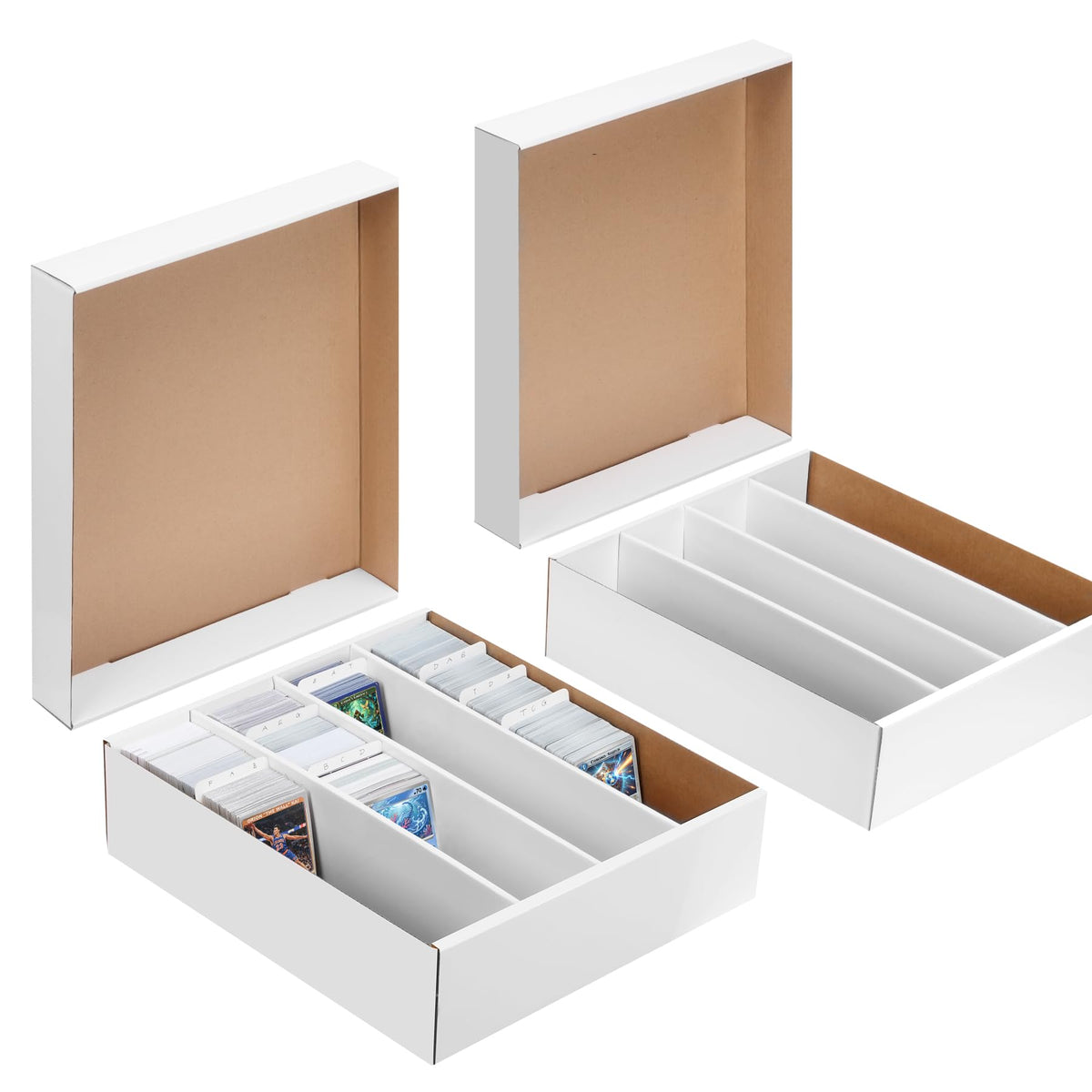 2 Pack Cardboard Card Storage Box, Bulk Card Storage Box 4 Row - Image 1
