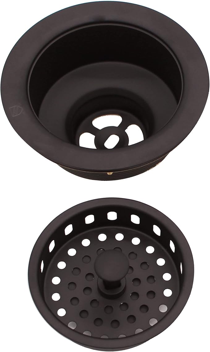 Westbrass D2165-12 Post Style Large Kitchen Basket Strainer with Waste Disposal Flange and Stopper, Oil Rubbed Bronze
