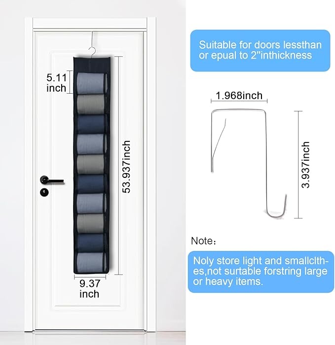 Legging Organizer for Closet Hanging, Hanging Legging Organizer, Legging Storage for Closet, Behind Door, Wardrobe, Clothes Storage, Hanger 20 Pockets Clothes Storage (Black)