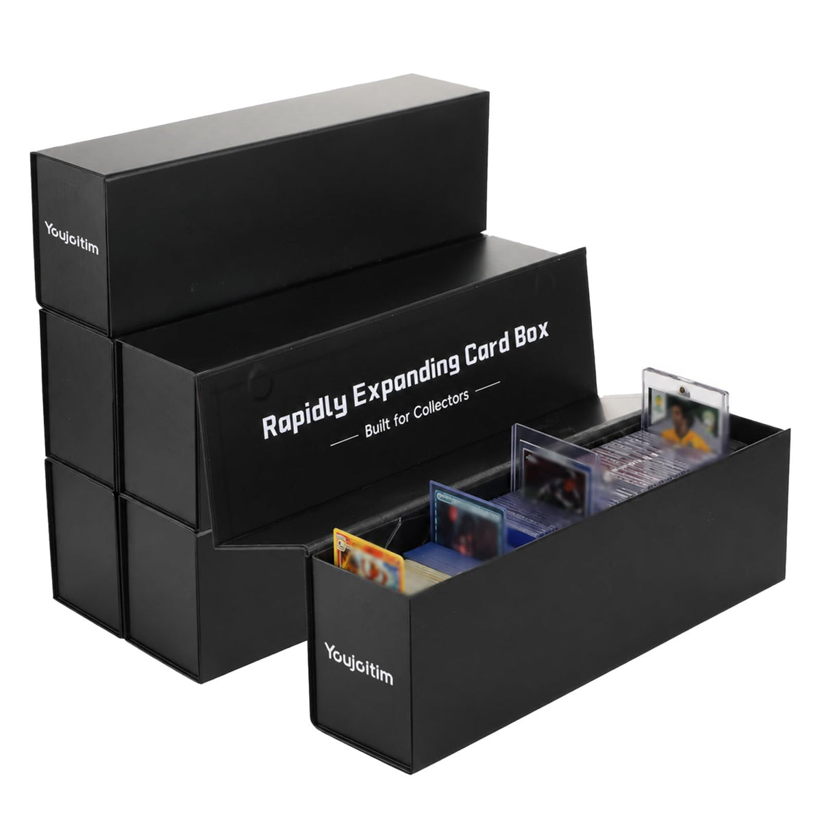 5 Pack Trading Card Storage Box with Magnetic Flip-Top Lid - Image 1