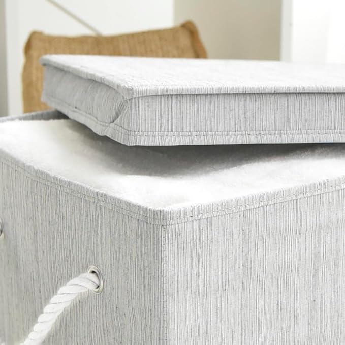 2 Pack Large Storage Baskets for Shelves | Fabric Closet Organizers and Storage Bins with Lids Home Organization | Decorative Collapsible Baskets for Organizing Clothes 16.3"x 12"x 10.24"