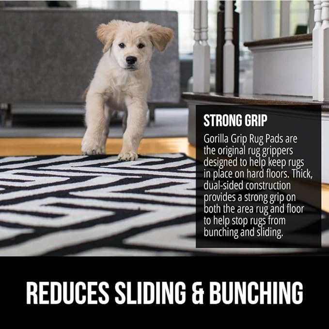 GORILLA GRIP Strong Rug Pad Gripper, 2.5x9 FT, US Designed, Runner Grips Help Keep Area Rugs Safe and in Place, Slip and Skid Resistant Pads for Hard Floors, Under Carpet Cushion Hardwood Protection