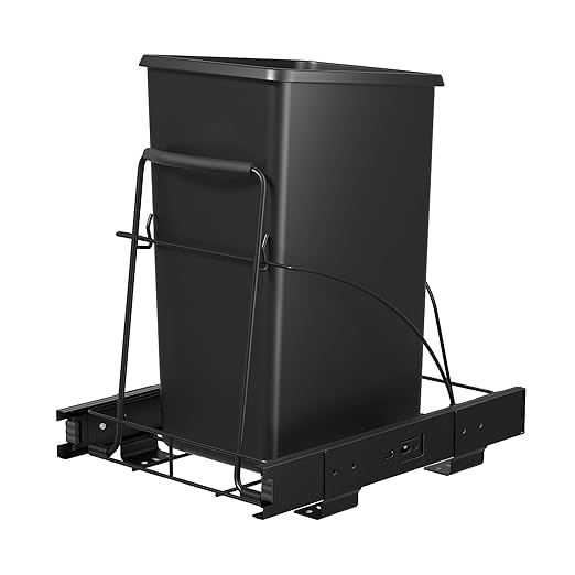 Pull Out Trash Can Under Cabinet Shelf - Under Sink Trash Can Pull Out Slider for 30–35 Quart Cans Up to 80 lb - Cabinet Trash Can Pull Out Kit - (Can Not Included)