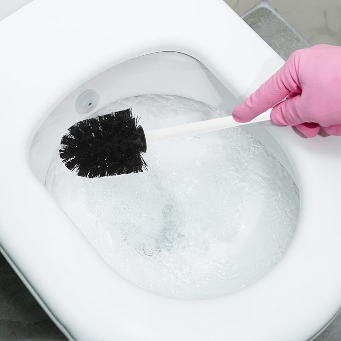 10pcs Heavy Duty Replaceable Toilet Brush Heads with Stainless Steel Base, Round Head Design Bathroom Cleaning Brush Refills for Home and Hotel Toilets
