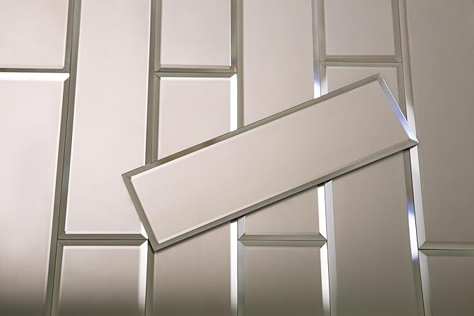 3" X 10" Gold Matte Peel & Stick Glass Mirror Subway Backsplash Kitchen Bathroom Beveled Edge Self Adhesive Tile (10 Pcs 2 Sq.ft)