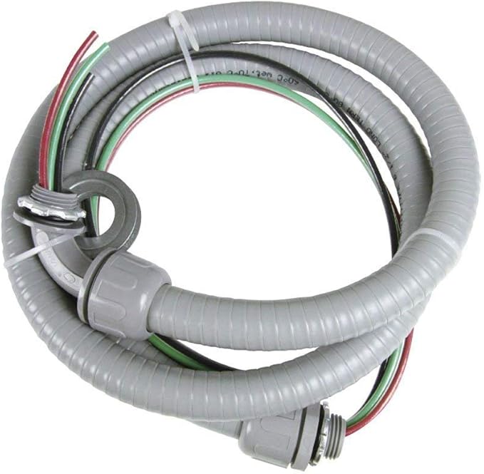 Electrical AC Whip Assembly -3/4" x 6ft Non-Metallic Liquid Tight Electrical Conduit and 8 Gauge Wire A/C Hook-up Whip Kit