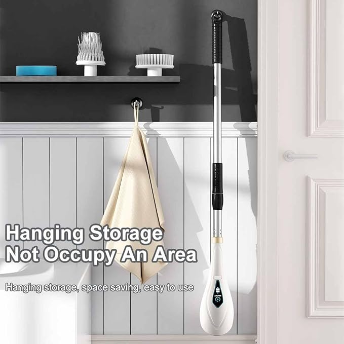 SONGLLES Electric Rotary Scrubber with 8 Replaceable Brush Heads, 2 Speed Modes, Expandable Handle up to 59 inches, Waterproof, Cordless Cleaning Brush, Perfect for Homes, bathrooms, and Kitchens