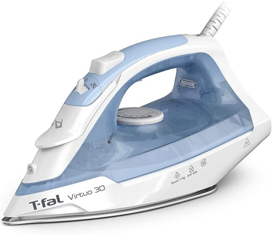 T-Fal Virtuo Steam Iron for Clothes Garment Steamer, Burst of Steam & Spray, Portable Iron and Steamer for Clothes, Ceramic Nonstick Soleplate, 1400 Watts, Anti-Drip, Auto-Off, Easy Ironing, Blue