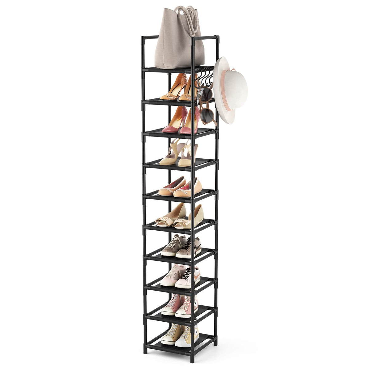 LANTEFUL Tall Narrow Shoe Rack for Entryway, 10-Tier Sturdy Metal - Image 1