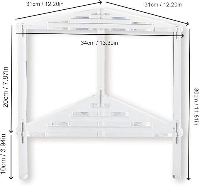 2 Tier Acrylic Corner Shower Caddy, Floor Standing Organizer with Easy Installation, Stylish and Versatile, Transparent Acrylic Material, Suitable for Humid Environment