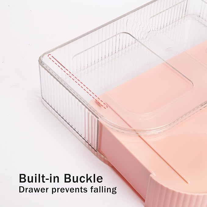 Makeup Organizer with Stackable Drawer, 360 Rotating Makeup Brush Holder, 11-inch Wide Large Cosmetic Display Case, Skincare Organizers and Storage for Dresser, Vanity, Bathroom Countertop