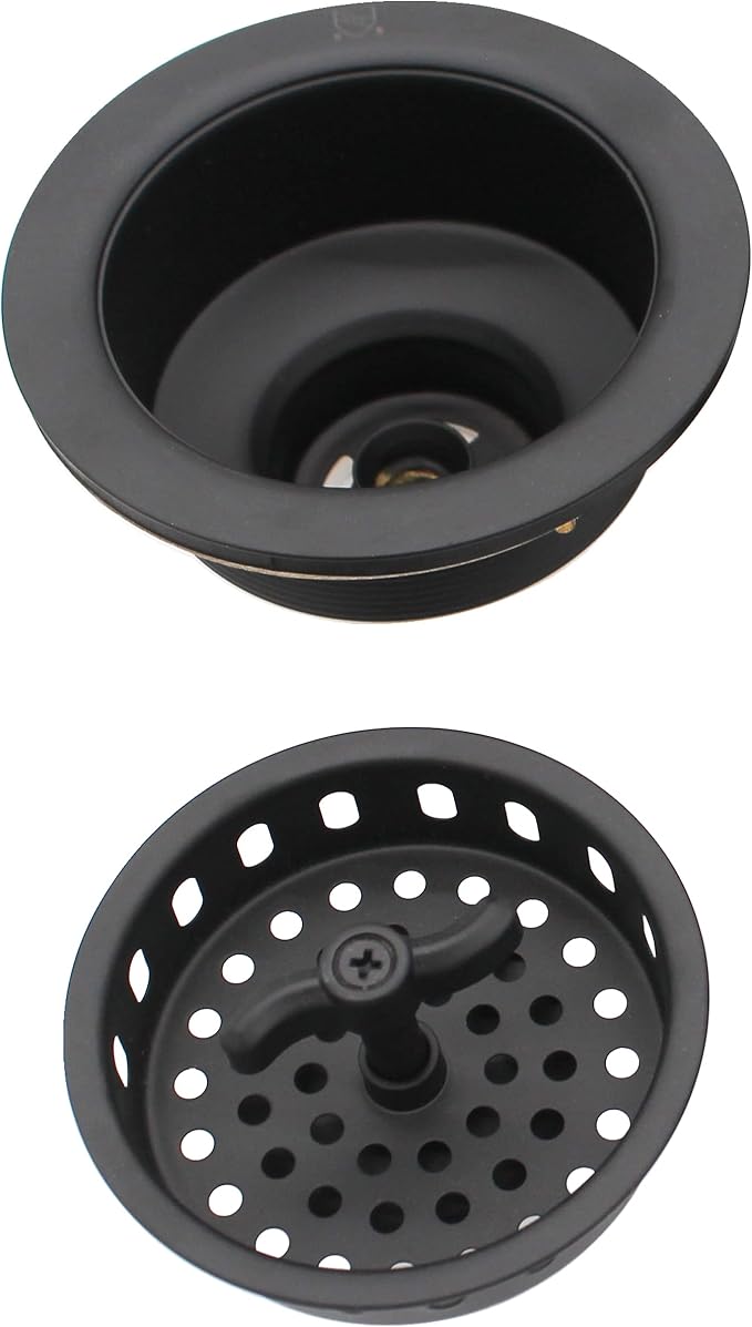 Westbrass Wing Nut Style Large Kitchen Sink Basket Strainer, 2 Pack, Matte Black, D2135-62