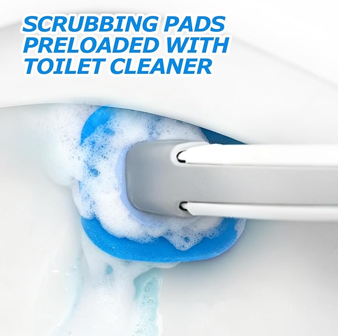 Disposable Toilet Brush&Toilet Bowl Brush and Holder Set - Toilet Scrubber Brush,Toilet Bowl Cleaners,Household Essentials,Cleaning Supplies,White