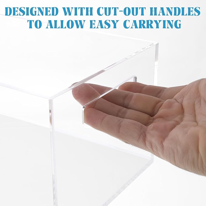 2 Pack DVD/CD Storage Box Acrylic Clear DVD Holder Case with Handles Stackable Storage Container Shelf Organizer Bin for CDs Video Games Cases Blu-Rays Books Booklets Countertop Cabinet Home Office