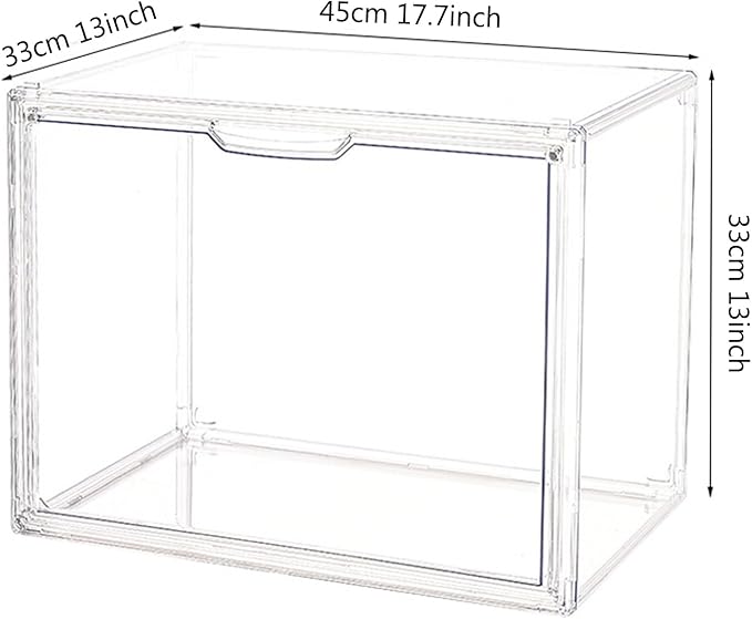 Clear Plastic Stackable Storage Bins, Clear Shoe Box, Dustproof Book & Cosmetic Display Cases, Large Figures Collectibles Showcase, Shoe Storage Boxes, Bag Organizer (2, TransparentXL-2 Pack)
