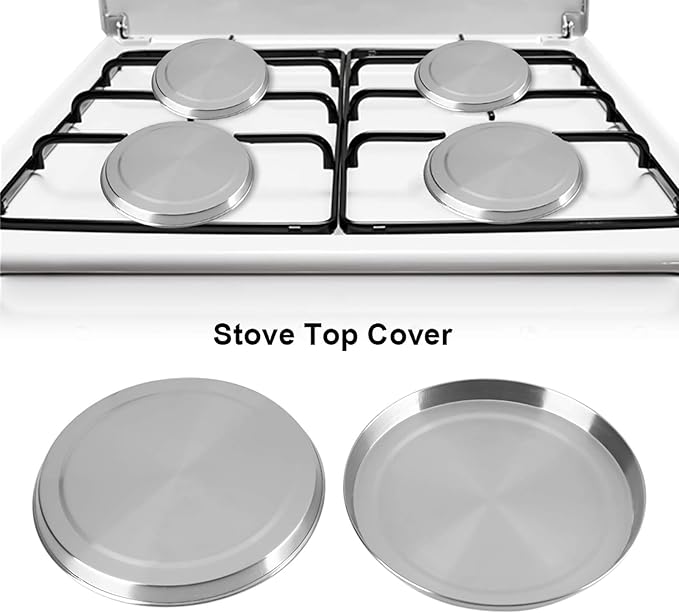 4PCS Stainless Steel Stove Burner Covers, Electric Stove Burner Covers Round Kitchen Stove Top Burner Covers Silver Stove Cover Set for Kitchen