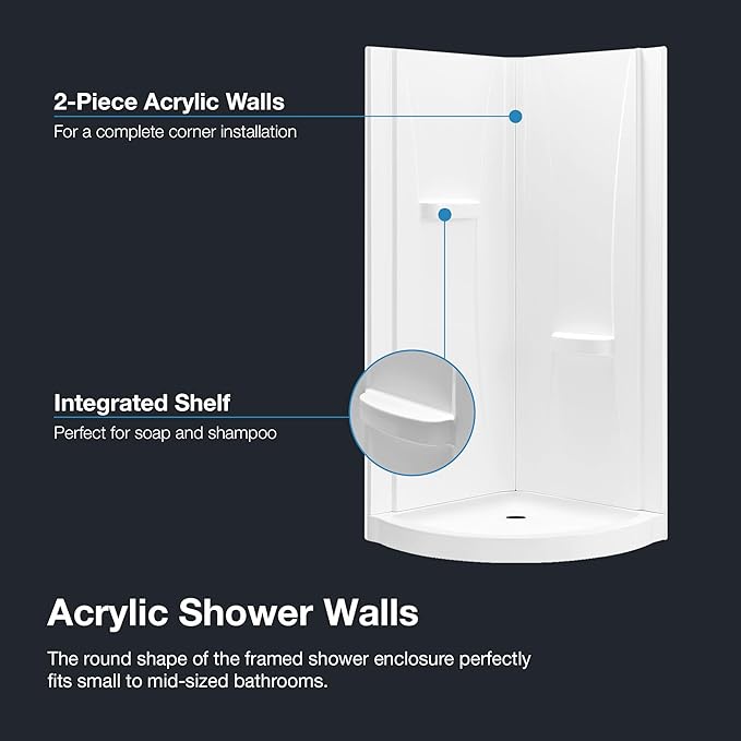OVE Decors Breeze 34 in. Corner Shower Frosted Sliding Door with Base in Satin Nickel Finish