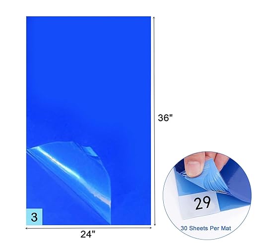 Sticky Mats, 24" X 36" 300 Sheets Sticky Mat Adhesive Tacky Pad Sticky Mats for Construction Cleanroom Tacky Mats for Factory Home Laboratory (Blue)