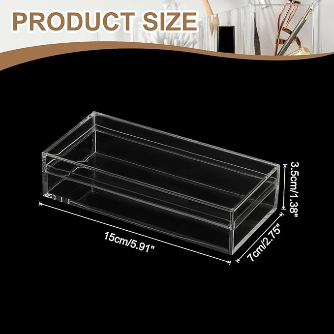 Acrylic Box with Lid, 5.91 x 5.91 x 1.38 in Acrylic Display Case Plastic Square Cube Container Storage Holder Stackable Bins for Cosmetic Collectible Candy Jewelry(2 Pack, Clear)