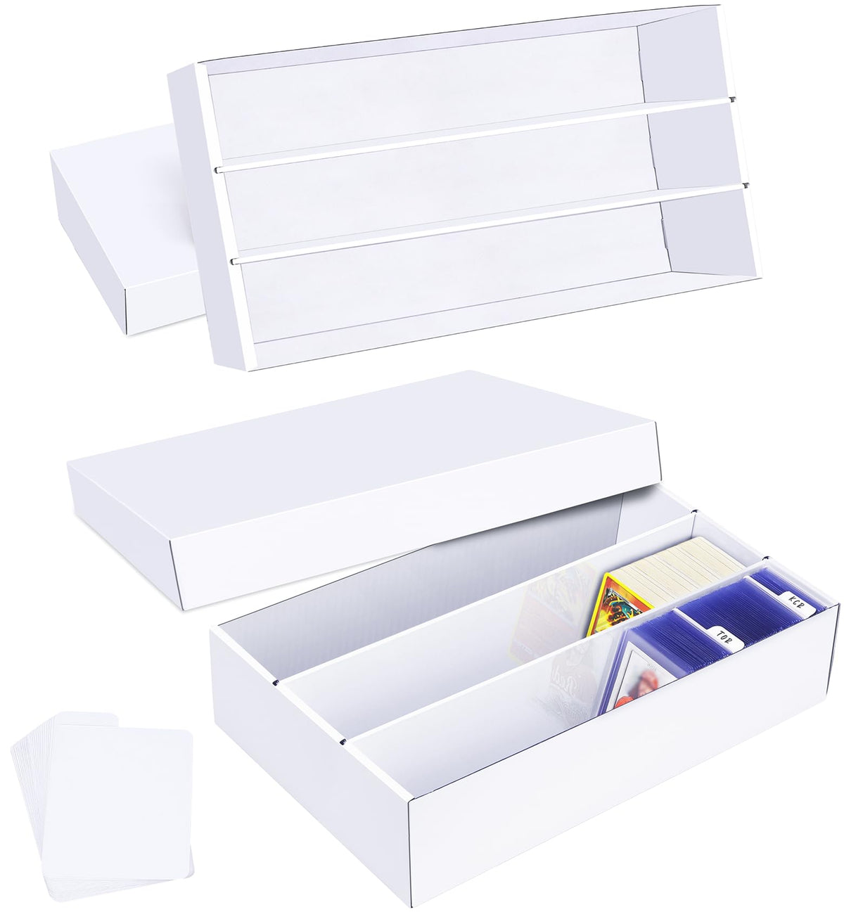 2-Pack Trading Card Storage Box, 3-Row Bulk Storage - Image 1