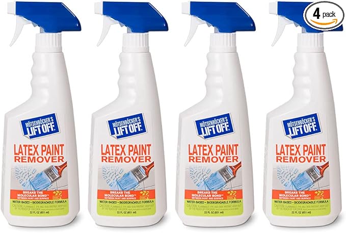 Motsenbocker's Lift Off 41301-4PK Latex Paint Remover Spray Removes Latex Paint and Enamel, Works on Multiple Surfaces, Water-Based, Biodegradable, 22 Fl Oz, Pack of 4