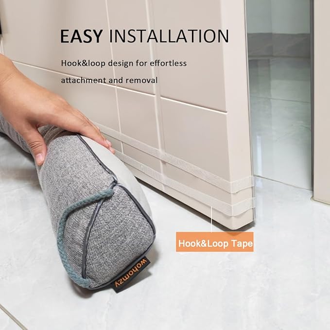 34 Inch Under Door Draft Stopper, Blocks Hot Cold Air Wind from Door and Window Bottom,Weather Seal, Reduce Noise Light,Triangular, Gray