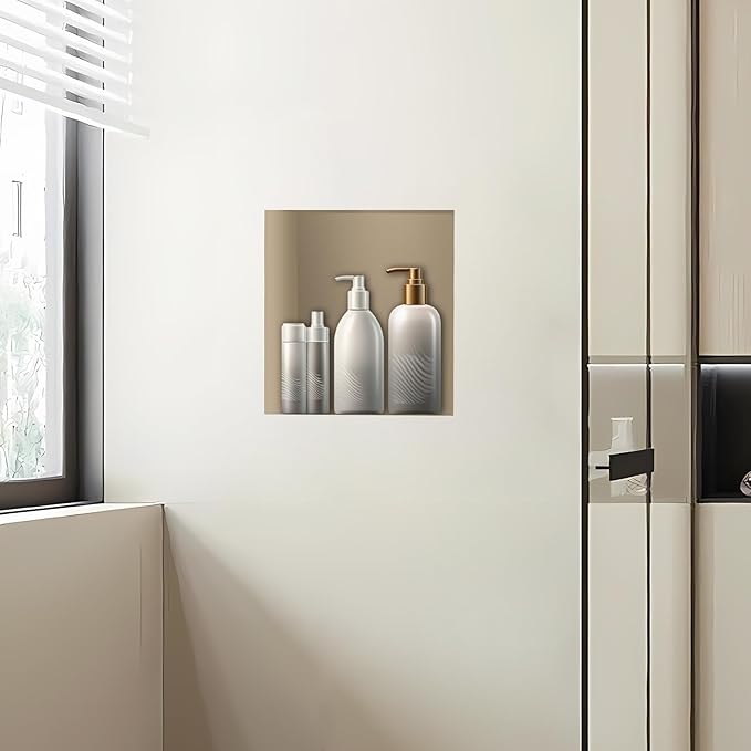 Uni-Green Ready Tile Shower Niche Shelf 17"x17"（Inside 14"x14"） With Texture - Single Shelf Shower Shelf Insert for Bathroom Niche Storage, Water and Leak Proof Wall Niche Insert