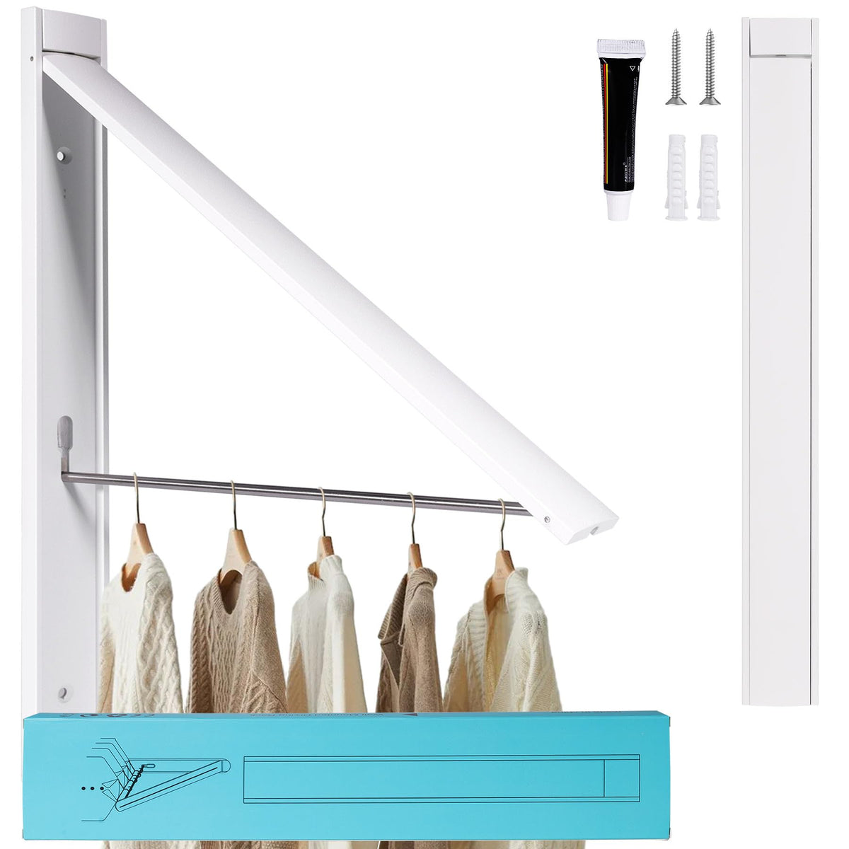 Retractable Clothes Drying Rack,Space Saver Wall Mounted - Image 1