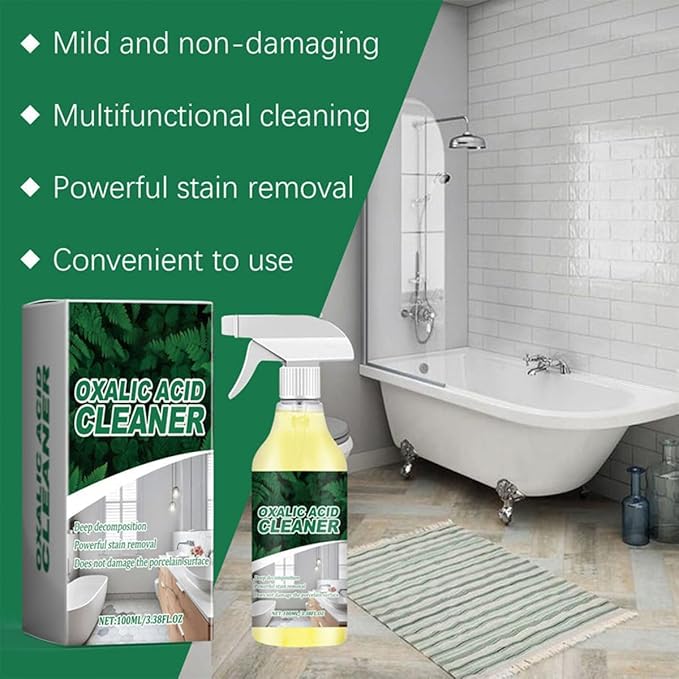 Oxalic Acid Powerful Stain Cleaner, Oxalic Acid Cleaner Spray,Multi-purpose Oxali𝐜 Aci𝐝 Stain Removal Cleaning Spray,For Floor Countertop and Toilet (1)