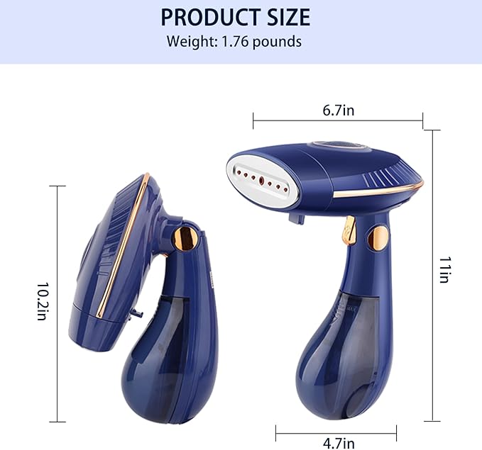 Foldable Steamer for Clothes, 1500W Household and Travel Powerful Steamer, 30S Rapid Preheating, 1.76lb, 168ml Horizontal and Vertical Wet Dry Dual-purpose Iron (Blue)
