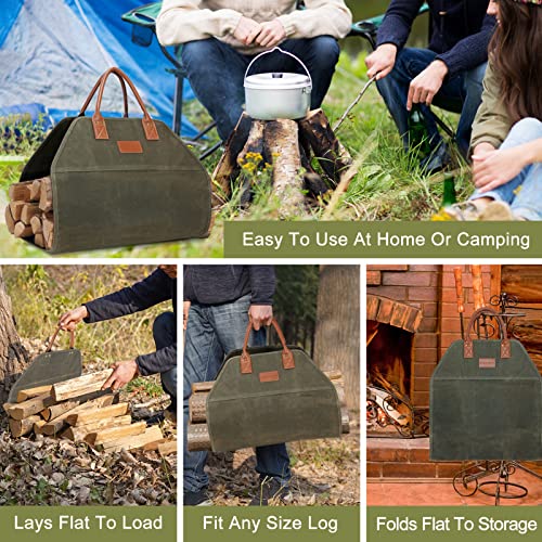 GOOD GAIN Firewood Carrier With Handle,36x18.5in Canvs Log - Image 8