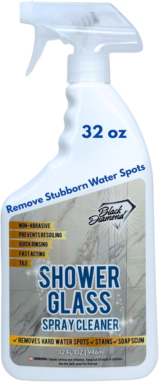 Black Diamond Stoneworks Shower Glass Cleaner – Professional Strength Shower Door & Tile Spray - Removes Hard Water Stains, Soap Scum & Water Spots, Non-Abrasive, Prevents Resoiling (32oz)