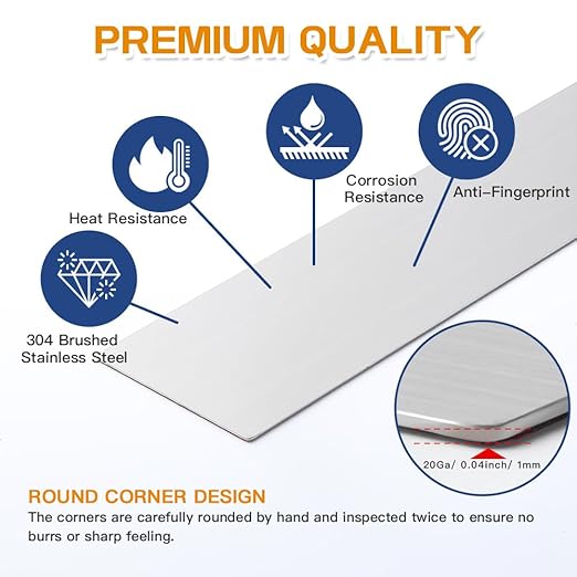 2Pcs 304 Brushed Stainless Steel Sheet Gap Filler, Metal Trim Strip for Wall Oven/Microwave Combo/Range/Cooktop, Self-Adhesive Gap Cover, 30 Inches Long, 3 Inches Wide
