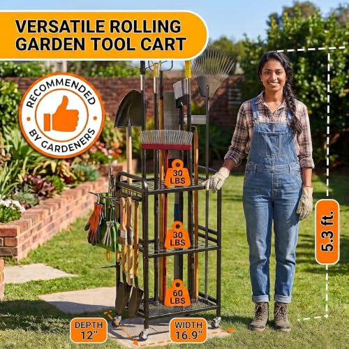 Hadulcet Garden Tool Organizer with Wheels, Yard Tool | Garage Storage - Image 5