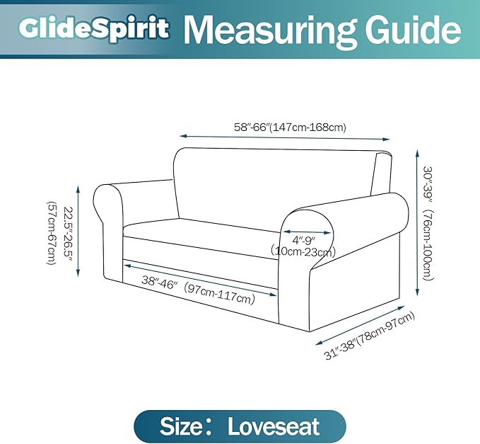 Waterproof Stretch Spandex Loveseat Couch Cover - Non-Slip Soft Sofa Slipcover with Elastic Bottom, Washable Leakproof Furniture Protector for Kids, Pets, Dogs & Cats (Loveseat, Dark Gray)