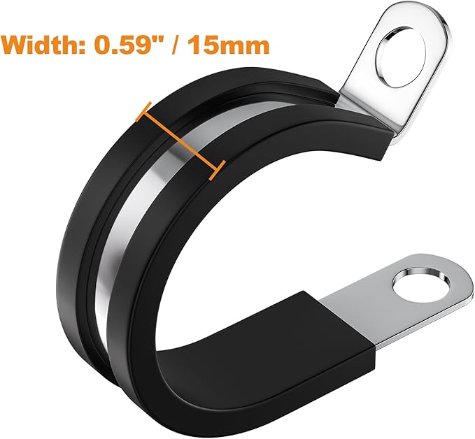 50 PCS 5/8 Inch Cable Clamps, 304 Stainless Steel Cable Clamps, Insulated Clamp, Hose Clamp, Pipe Clamp, Sturdy Clamp, and Wire Clamp by RTHIEAI