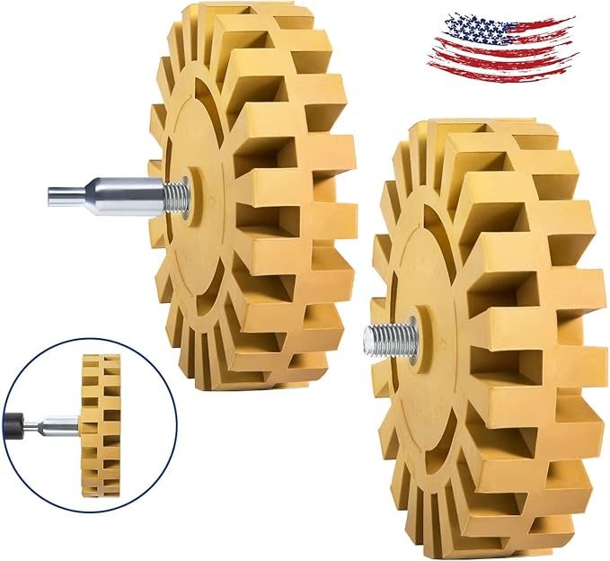 CowboyBOB Decal Remover Eraser Wheel Rubber Wheel for Drill Removes Car Stripes Vinyl Tapes and Graphics Rubber Eraser Wheel Tool Kit for Cars, RV, Motorcycles Sticker Remover Tool 1 Pack