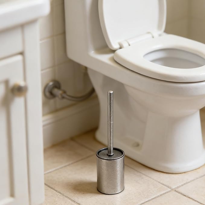 Toilet Bowl Brush Holder Set: Bathroom Toilet Deep Cleaning Scrubber with Cover - Compact Round Cleaning Tools for Washroom Bathroom