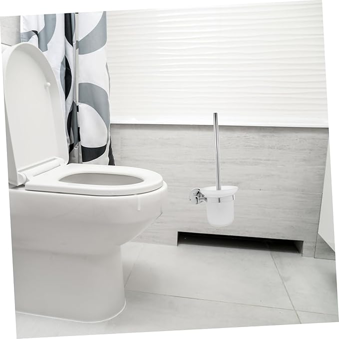 Elegant Stainless Steel Toilet Brush Holder Wall-Mounted Long Handle Bathroom Accessory