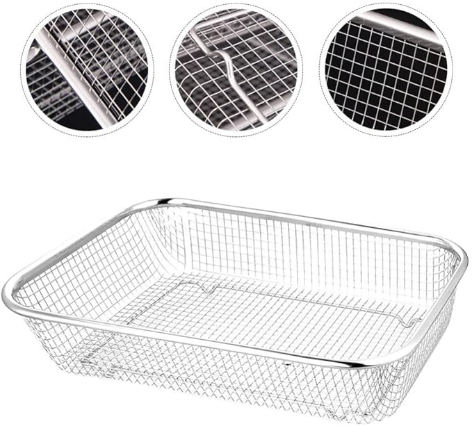 Food Strainers Flour Sifter Stainless Steel Colander Strainer Metal Mesh Vegetable Fruit Colander Kitchen Food Washing Basket Drain Bowls for Home Restaurant Sink Basket