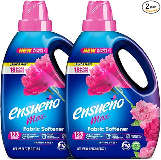 Ensueño Liquid Fabric Softener, Spring Fresh | 2 Pack | 125 fl oz | 123 Loads | Color-Safe