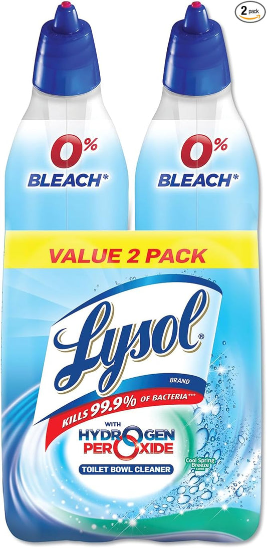 Lysol 88830PK Power & Free Toilet Bowl Cleaner Cool Spring Breeze 24 oz Bottle 2/Pk