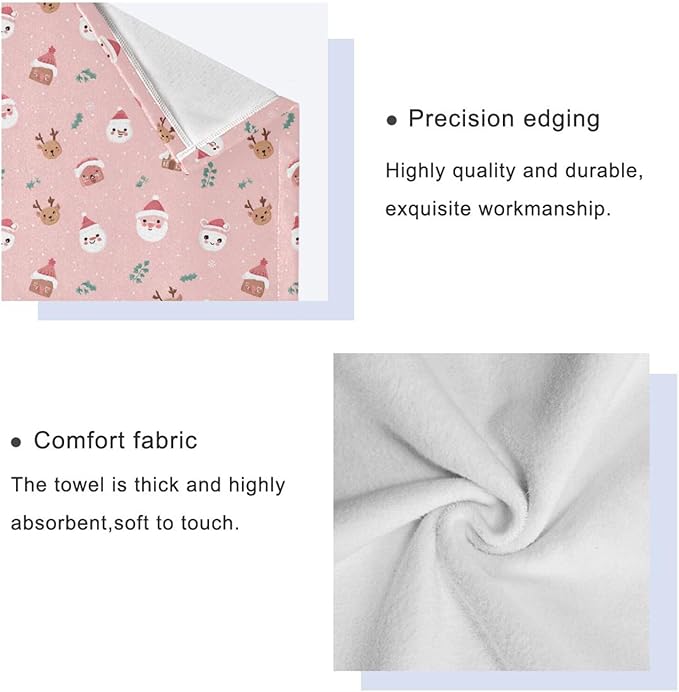 Pfrewn Christmas Winter Towels Set of 3 Christmas Symbol with Pink Bathroom Towel Soft Absorbent Bath Hand Towels Washcloth Guest Towel Sets Xmas Holiday Decor