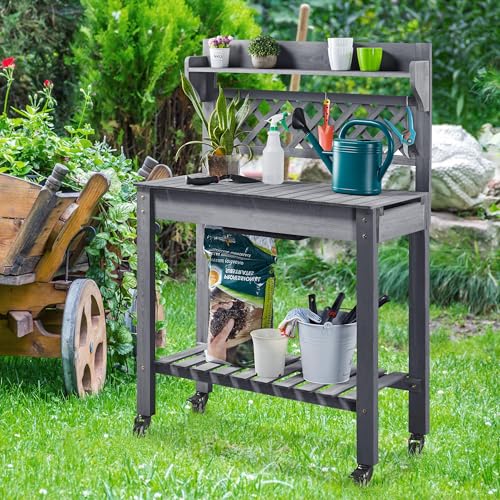 Yaheetech Outdoor Potting Bench with Sink, Garden Table - Image 3
