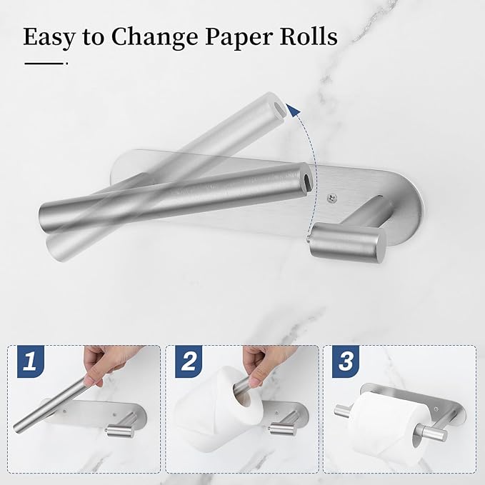 2 Pieces Brushed Nickel Toilet Paper Holder, Upgraded Commercial Toilet Paper Dispenser Toilet Roll Holder, Modern Double Base Paper Towel Holder Wall Mount for Bathroom, Kitchen
