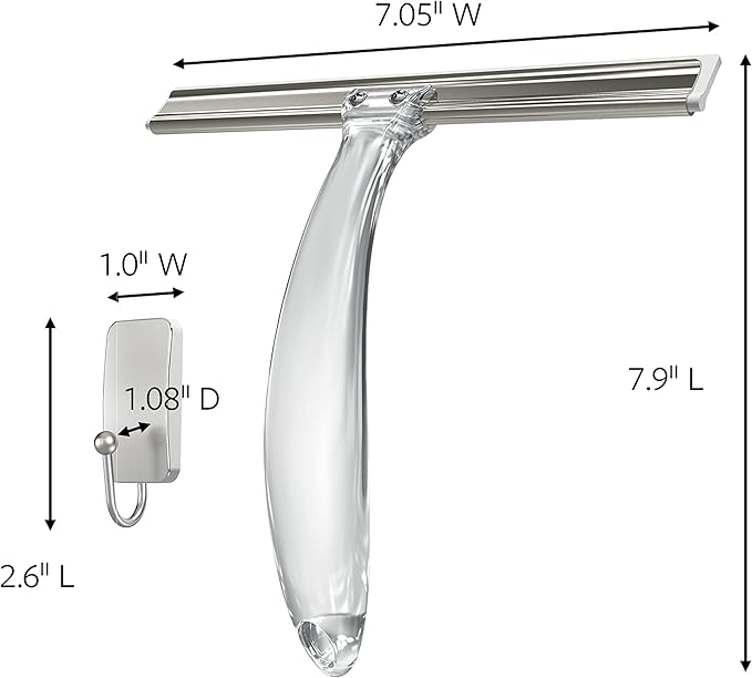 Command Bath Shower Small Water-Resistant Adhesive, Satin Nickel, 1 lb Capacity, 1 Squeegee & Large Wall Hooks, Damage Free Hanging Wall Hooks with Adhesive Strips, No Tools Double Wall Hooks