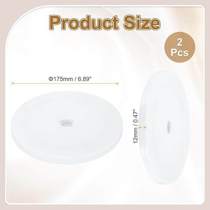 uxcell 2Pack Acrylic Lazy Susan Turntable, 7" Spinner Lazy Susan Turntable Organizer, Acrylic Ball Bearing Rotating Tray for Pantry Spice Rack Decorating, White