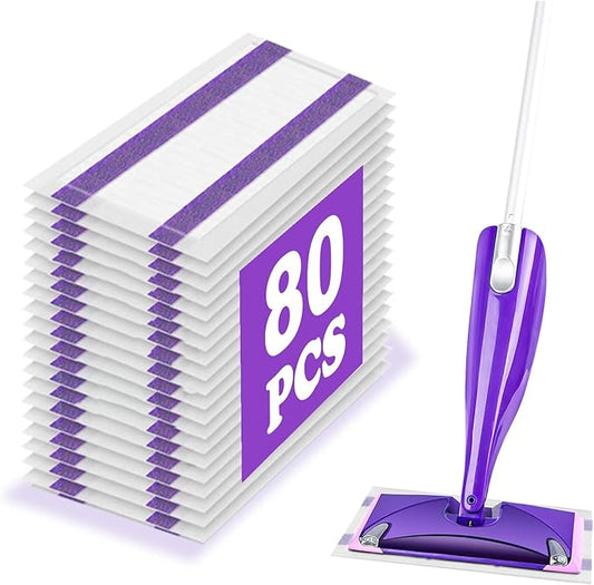 Mop Pad Refill Compatible with WetJet Spray Mop, Wet Jet Mopping Pads for All Purpose Multi Surface Hardwood Floor Cleaning, 4 Layers Thickened and Super Absorbent, 80 Count. (80)