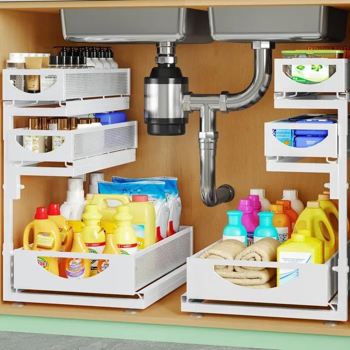 Under Sink Organizer, 2-Pack 3-Tier Pull Out Cabinet | Pull Out Organi - Image 1